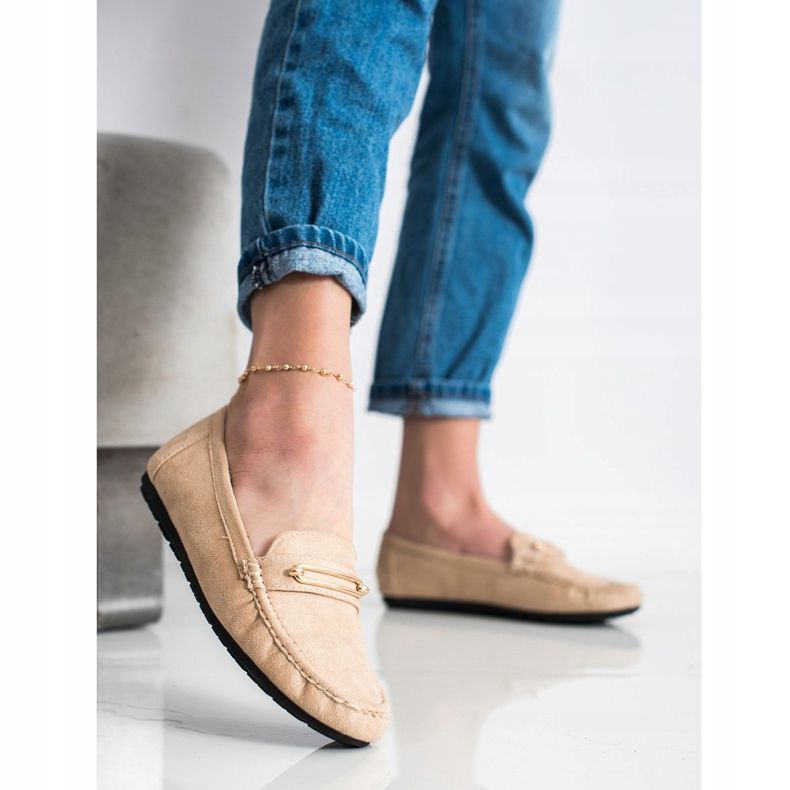 SHELOVET Bekväma beige loafers brun 1