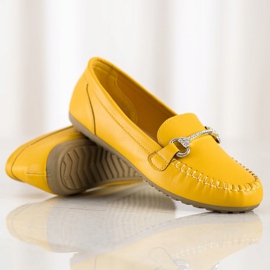 Queentina Eleganta Loafers med Cubic Zirconia gul 1