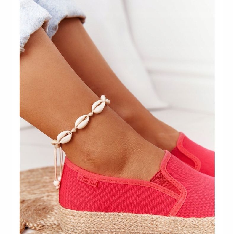 Espadrilles på en flätad plattform Big Star FF274149 röd 1