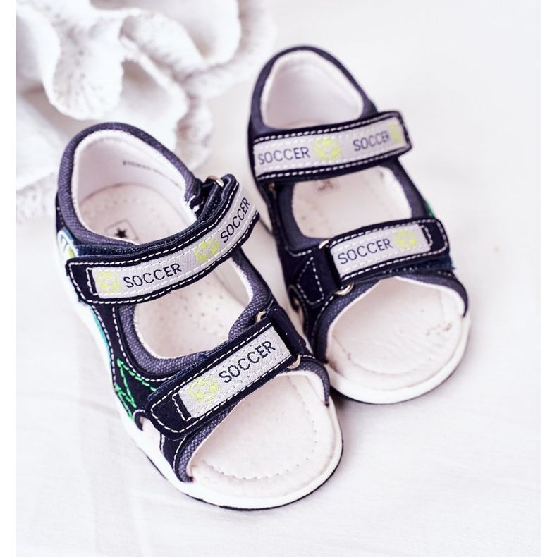 EVE Marinblå fotbollssandaler för barn med kardborreband mångfärgad 2