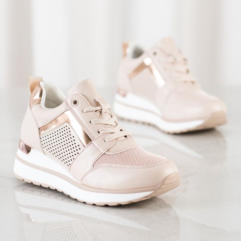 SHELOVET Snygga sneakers med glitter rosa 1