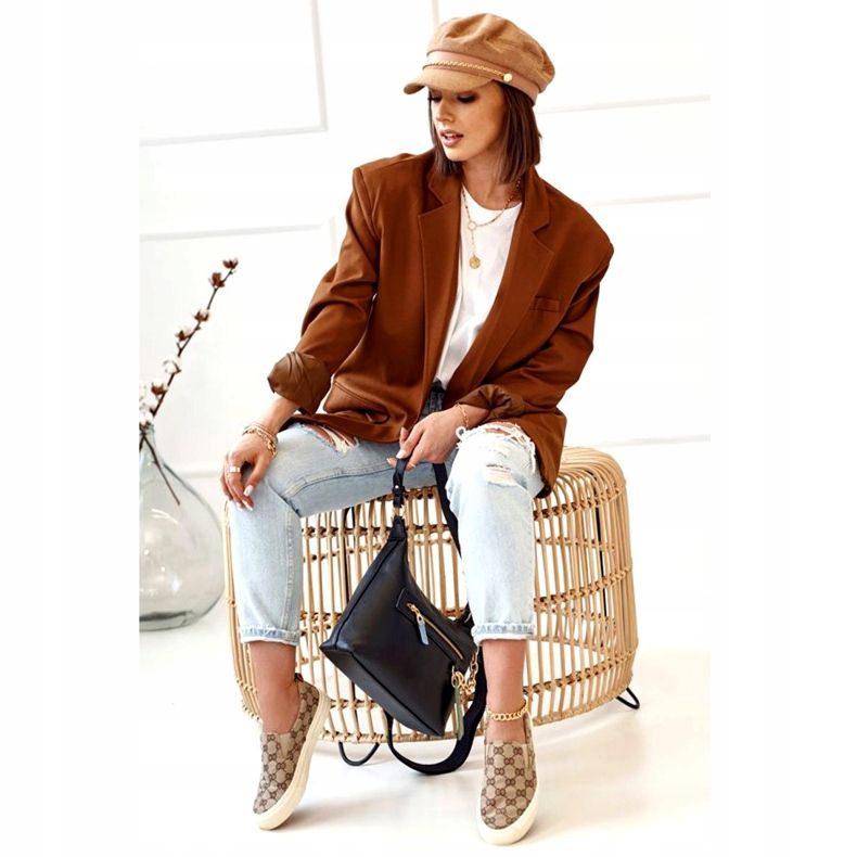 Dam loggade sneakers Slip-On Khaki Challenge beige brun 5