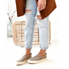 Dam loggade sneakers Slip-On Khaki Challenge beige brun 1