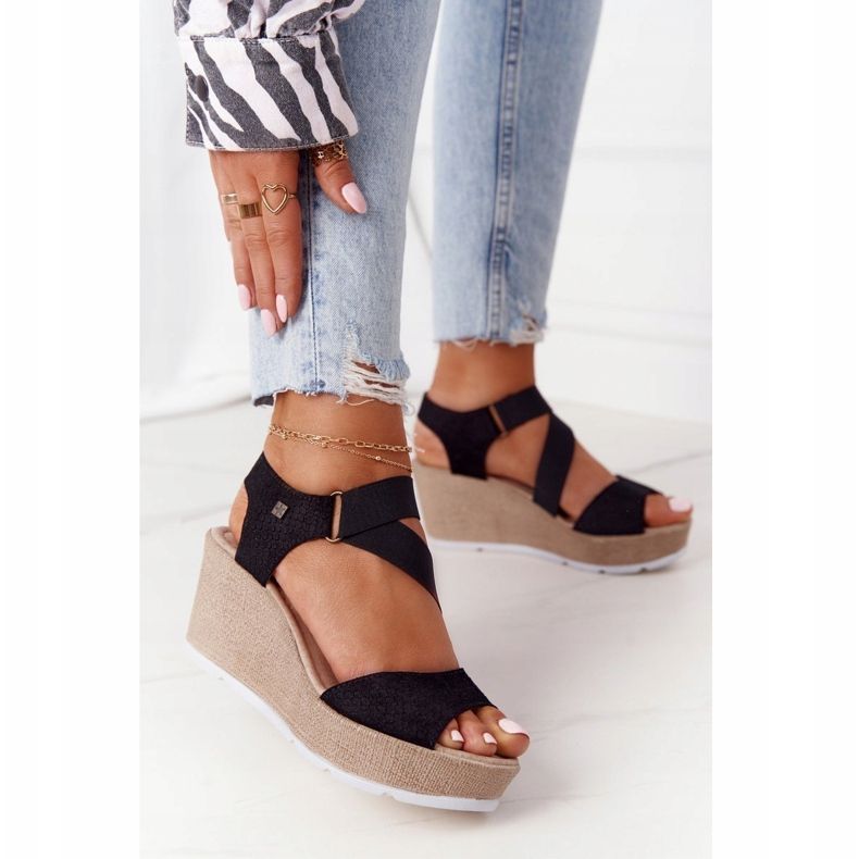 Läder Wedge Sandaler Big Star FF276016 Svart 1