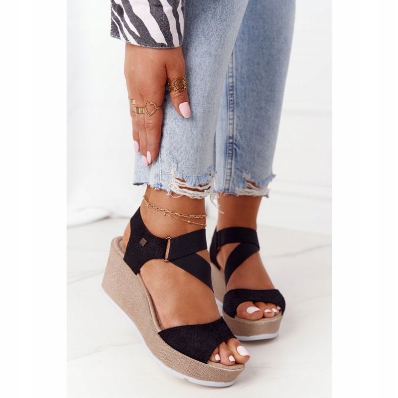 Läder Wedge Sandaler Big Star FF276016 Svart 2