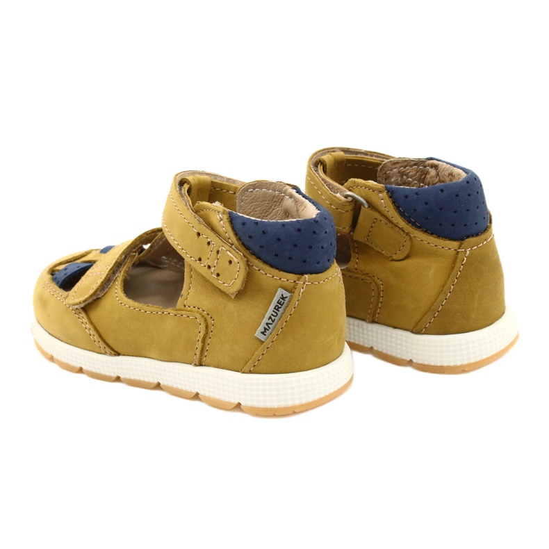 Läderpojkar Sandaler för kardborrband Mazurek 1187 C. Jółty gul 3