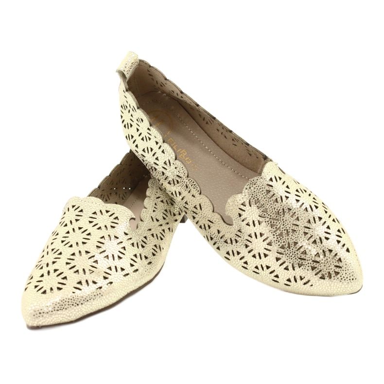 Golden openwork ballerinas Filippo DP2039 GO beige gyllene 3