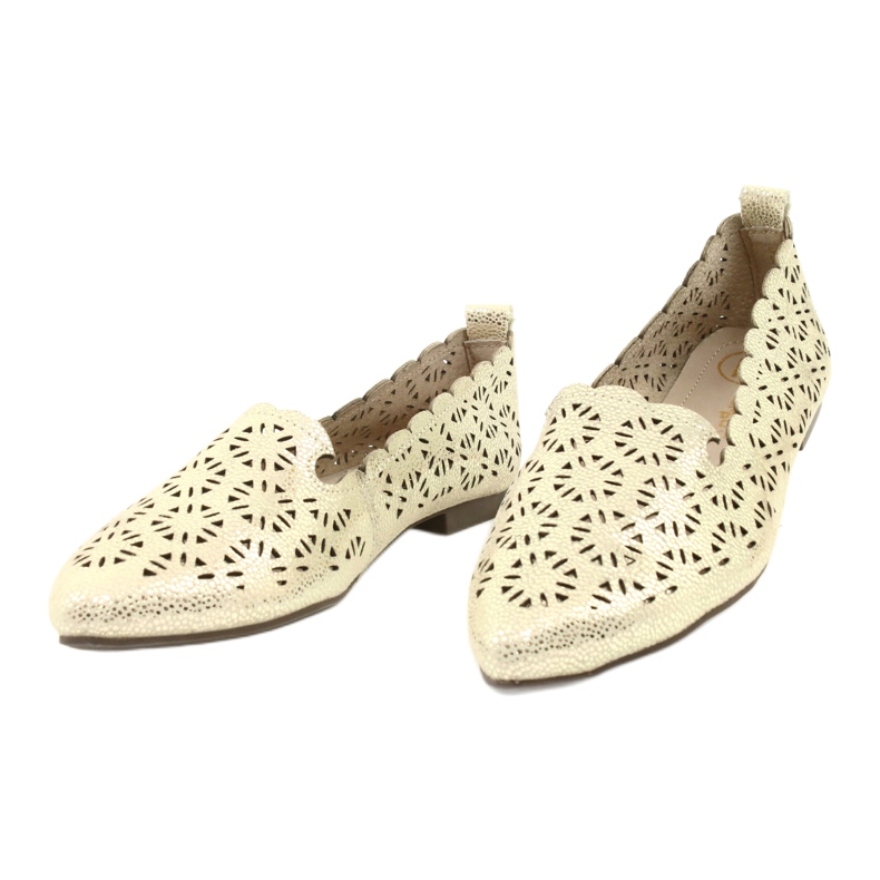 Golden openwork ballerinas Filippo DP2039 GO beige gyllene 1
