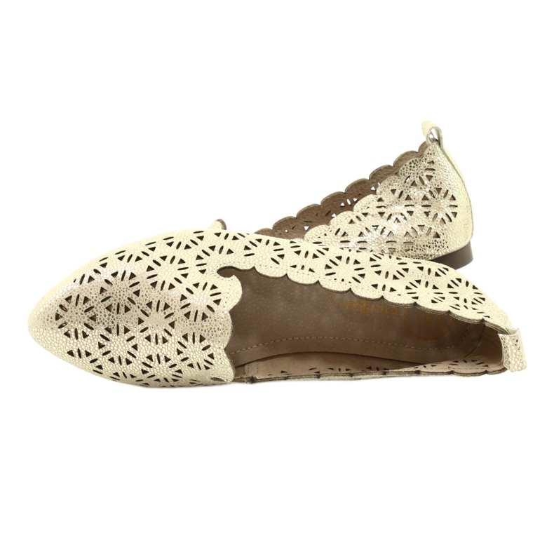 Golden openwork ballerinas Filippo DP2039 GO beige gyllene 4