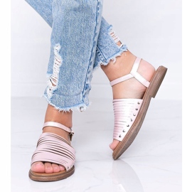 Rosa skimrande bruna solsandaler 1