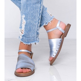 Brun solskenblå sandaler rosa 1