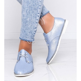 Blå blanka öppnade Grand Street -skor 1