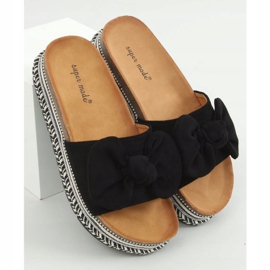 Svarta 7705 Svarta tofflor på den dekorerade sulan 1