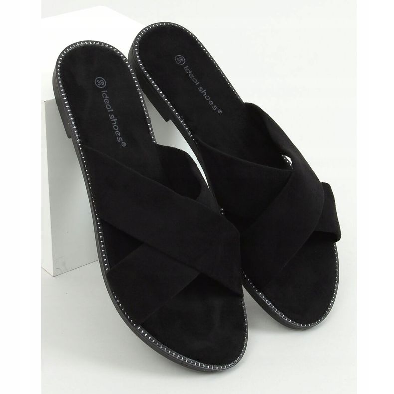 Svart kors tofflor för kvinnor 5143 Svart 1