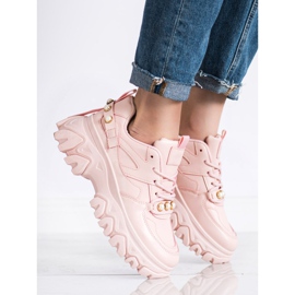 SHELOVET Rosa sneakers med pärlor 2