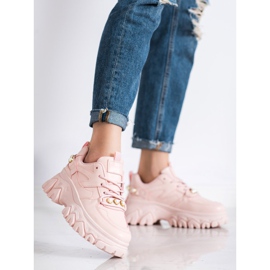 SHELOVET Rosa sneakers med pärlor 1
