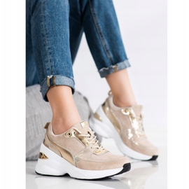 Filippo Wedge Sneakers i läder beige 1