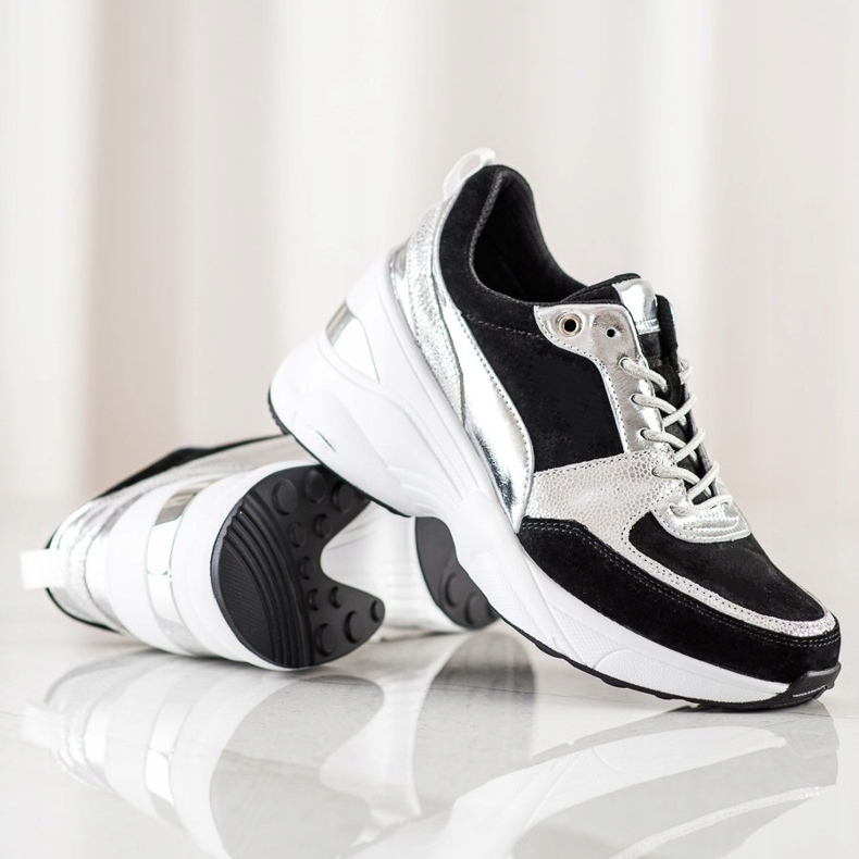 Filippo Wedge Sneakers i läder svart 1