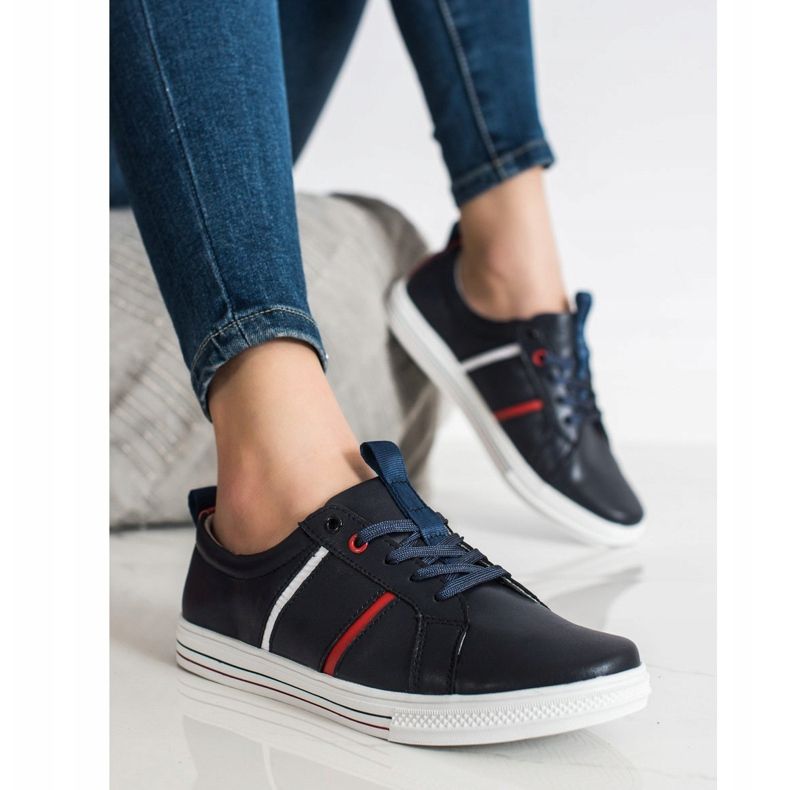 Filippo Klassiska sportläderskor marinblå 2