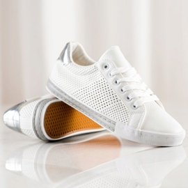 SHELOVET Openwork -sneakers med silverinsats vit 1
