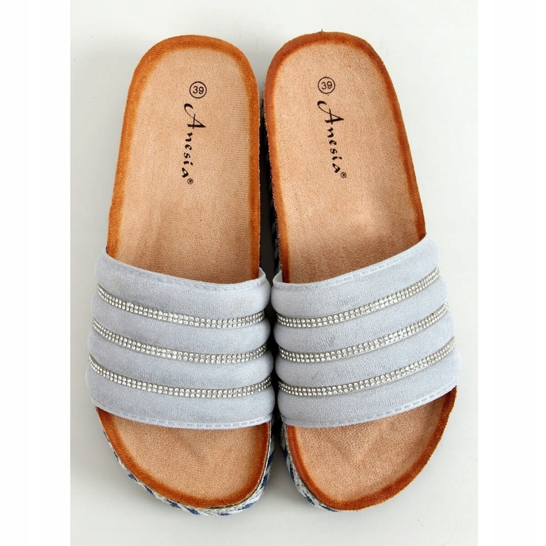 Blå N-96 Blå tofflor på den dekorerade sulan 1