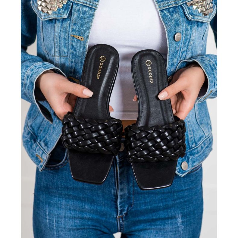 Goodin Flätade Eco Leather Tofflor svart 2