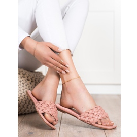 Goodin Flätade Eco Leather Tofflor rosa 2