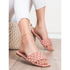 Goodin Flätade Eco Leather Tofflor rosa 1