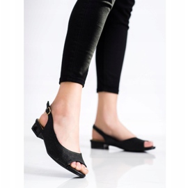 Sabatina Openwork sandaler på låga klackar svart 2