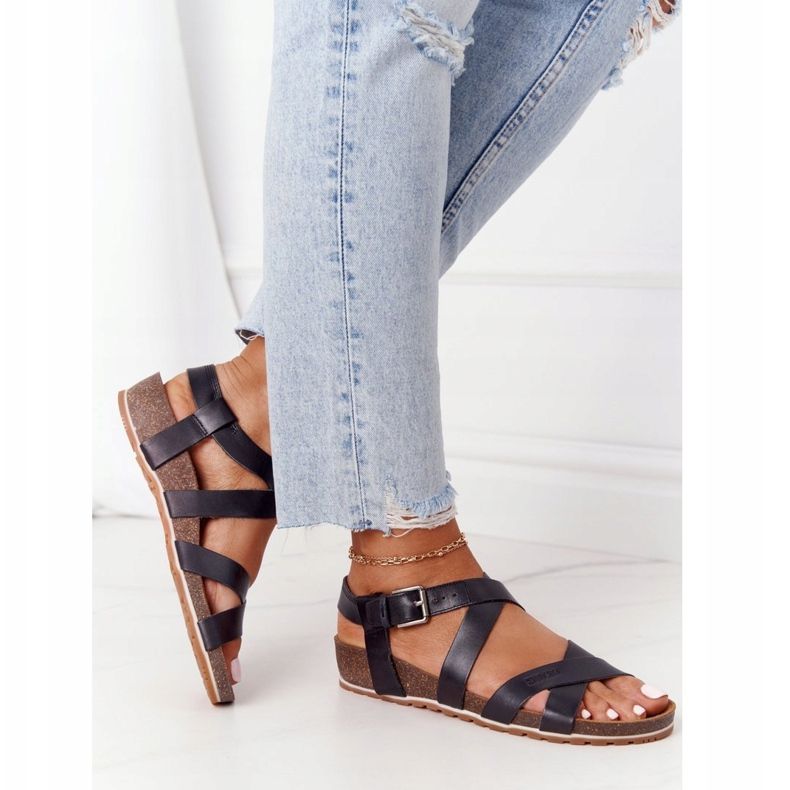 Svarta sandaler på korksulan Big Star DD274A009 2