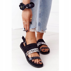 EVE Sandaler för mocka för kvinnor svart och silver Asturien 2