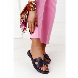 EVE Läder tofflor med Cubic Zirconia Black Modena svart 2