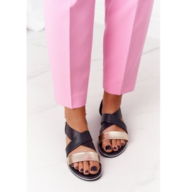 Guld och svarta ribbade sandaler 2