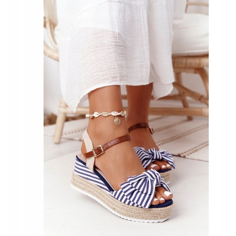 PG1 Marinblå kile sandaler La Isla Bonita vit mångfärgad 2