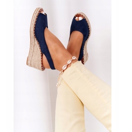 PG1 Las Palomas Sandaler med kil och flätor beige marinblå 1