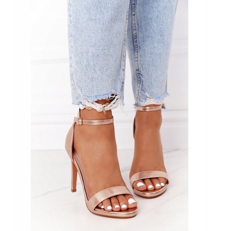 PG1 Eleganta sandaler på högklackat roséguld -glamour rosa gyllene 2