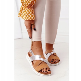 Sandaler i mocka Sergio Leone SK039 Beige och Silver 2