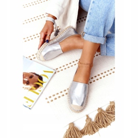 Läder Espadriller på en flätad sula Big Star HH274504 Silver 2