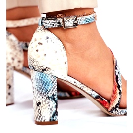 Kvinnors sandaler på högklackat Sergio Leone Red Snake SK870 beige mångfärgad 3