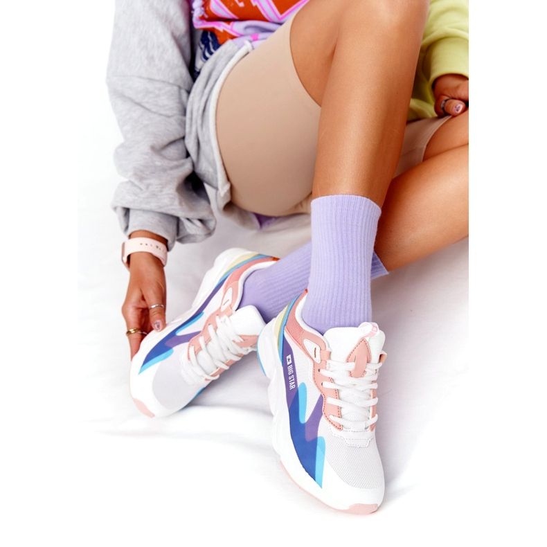 Kvinnors sportskor Memory Foam Big Star HH274809 Vit-Rosa violett blå gul 2