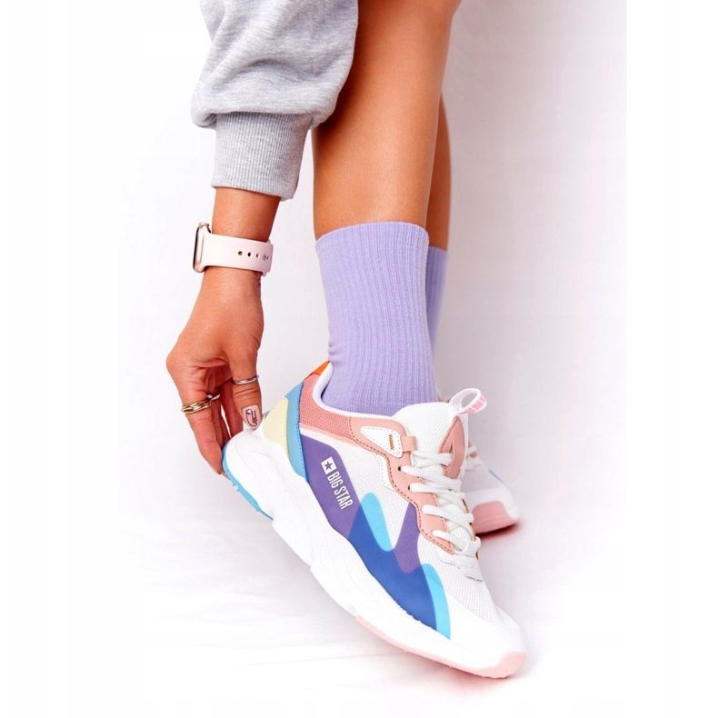 Kvinnors sportskor Memory Foam Big Star HH274809 Vit-Rosa violett blå gul 1