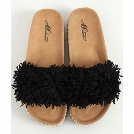 Svarta 2260 Svarta tofflor på den dekorerade sulan 1