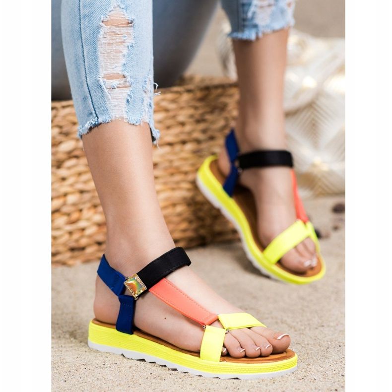 SHELOVET Trendiga sandaler med kardborreband mångfärgad 1