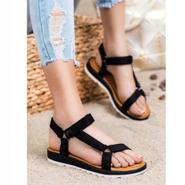 SHELOVET Trendiga sandaler med kardborreband svart 1