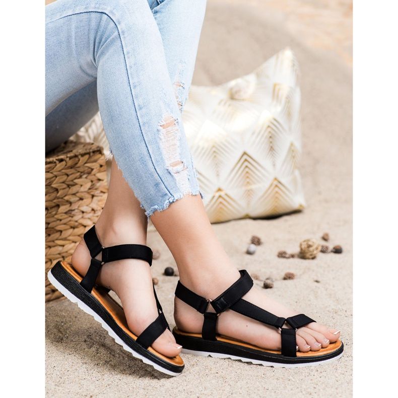 SHELOVET Trendiga sandaler med kardborreband svart 2