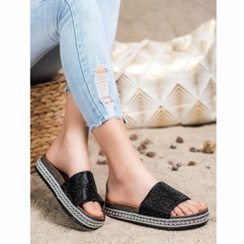 SHELOVET Mode kristall tofflor svart 1