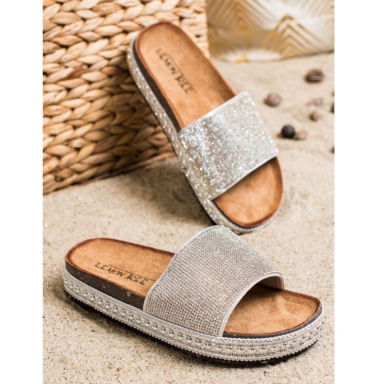 SHELOVET Mode kristall tofflor silver- 2