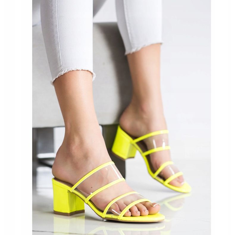 Small Swan Tofflor med genomskinliga remsor gul 2