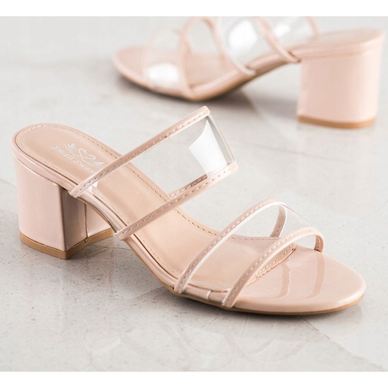 Small Swan Tofflor med genomskinliga remsor beige 1