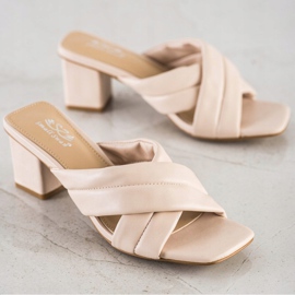 Small Swan Eleganta Eco Leather Tofflor beige 1